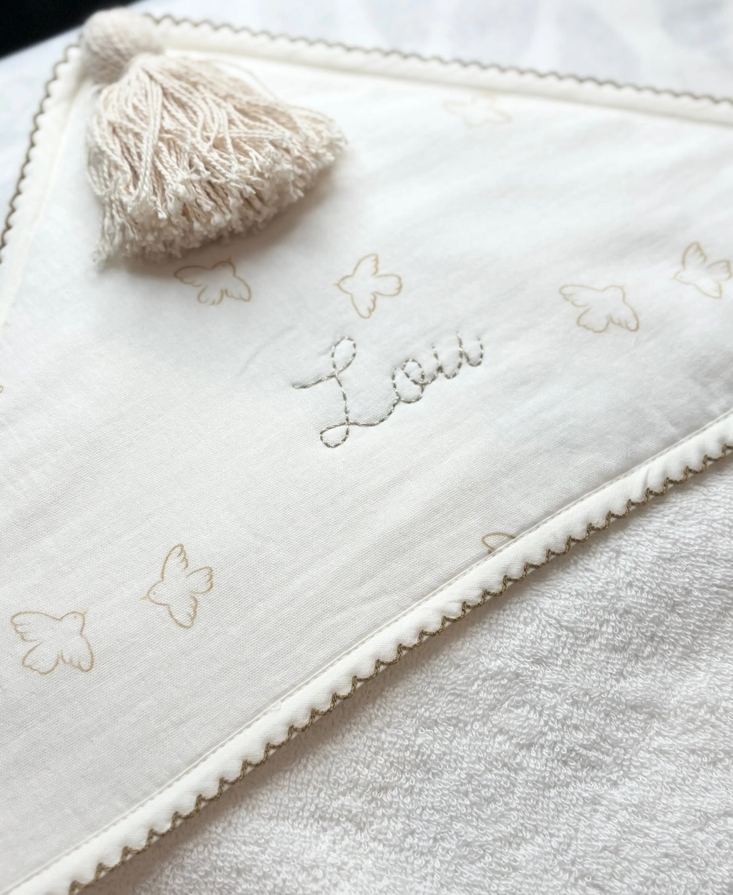 Cape de bain  personnalisable La petite mésange