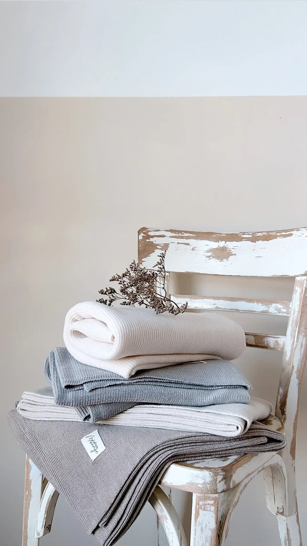 Couverture Laine de Mérinos Beige La petite mésange