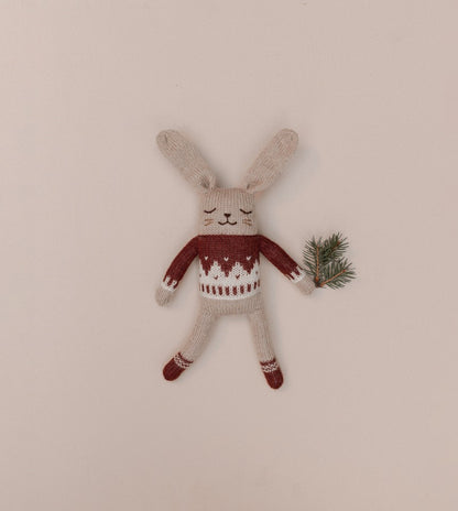 Main Sauvage Doudou rabbit striped jacquard sweater sienna
