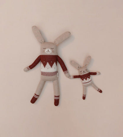 Main Sauvage Doudou rabbit striped jacquard sweater sienna