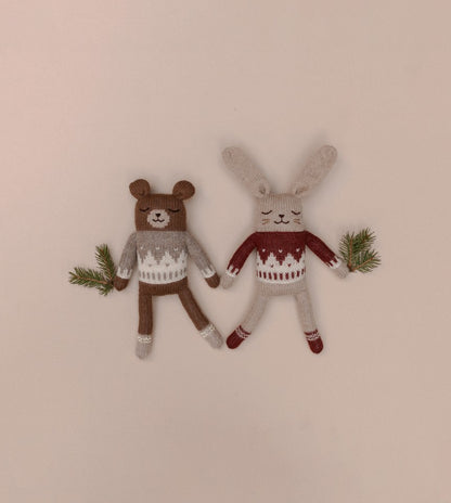 Main Sauvage Doudou rabbit striped jacquard sweater sienna