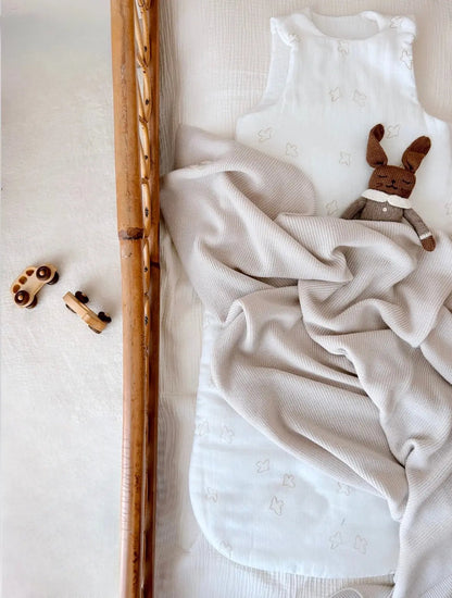 Couverture Laine de Mérinos Beige La petite mésange