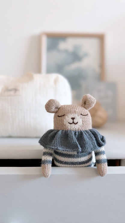 Main Sauvage Doudou teddy bear striped slate playsuit