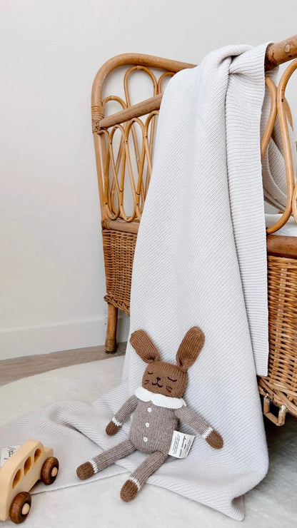 Couverture Laine de Mérinos Beige La petite mésange